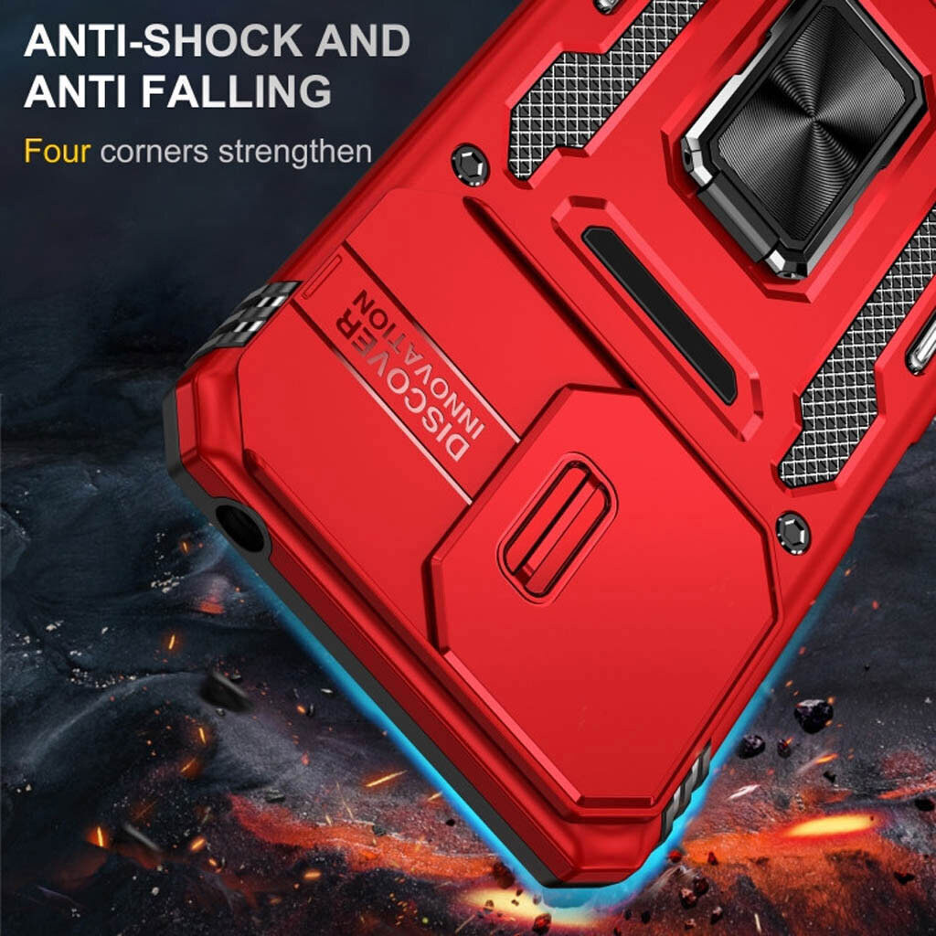 Чехол (накладка) Xiaomi Poco M8 5G / Redmi Note 15, Epik Camshield Army Ring, Красный - № 2 Чехол (накладка) Xiaomi Poco M8 5G / Redmi Note 15, Epik Camshield Army Ring, Красный - № 2