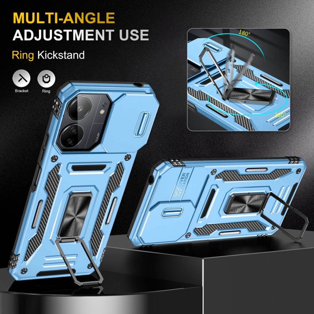 Чехол (накладка) Xiaomi Redmi Note 15 Pro 5G, Epik Camshield Army Ring, Light Blue, Голубой - № 5 Чехол (накладка) Xiaomi Redmi Note 15 Pro 5G, Epik Camshield Army Ring, Light Blue, Голубой - № 5