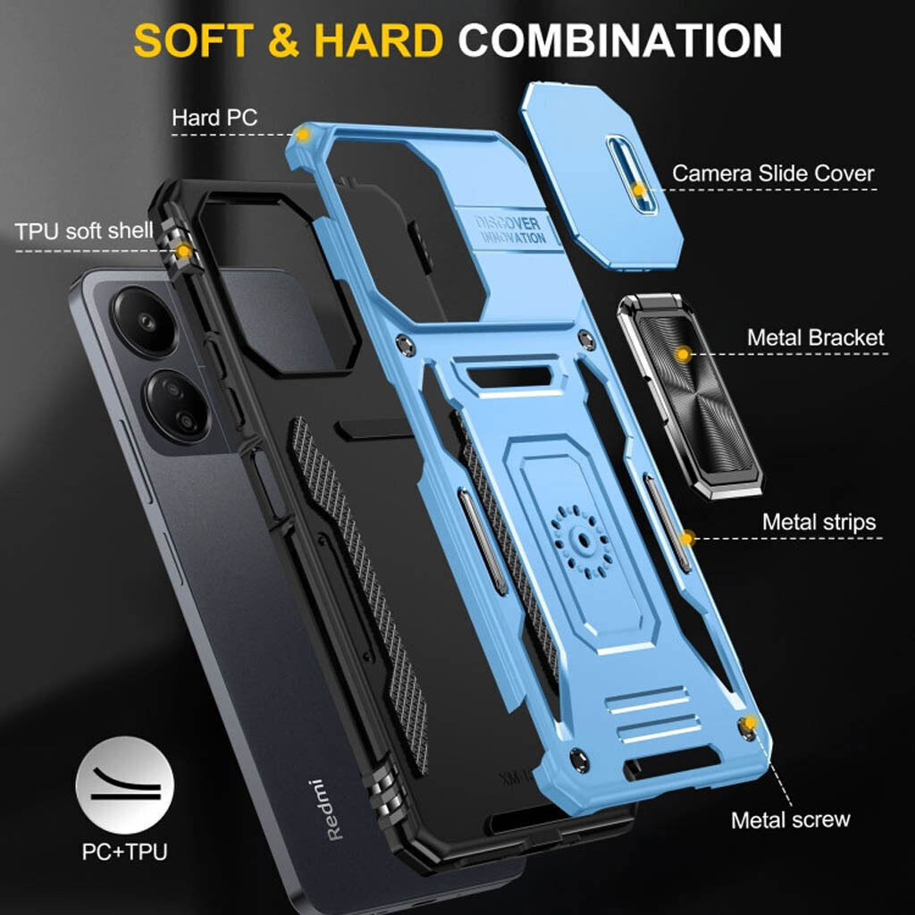 Чехол (накладка) Xiaomi Redmi Note 15 Pro 5G, Epik Camshield Army Ring, Light Blue, Голубой - № 8 Чехол (накладка) Xiaomi Redmi Note 15 Pro 5G, Epik Camshield Army Ring, Light Blue, Голубой - № 8