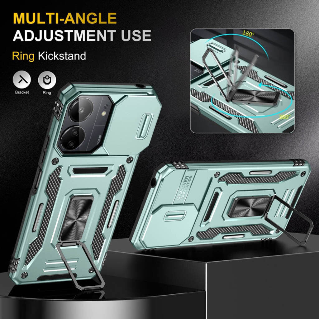 Чехол (накладка) Xiaomi Redmi Note 15 Pro 5G, Epik Camshield Army Ring, Light Green, Зеленый - № 4 Чехол (накладка) Xiaomi Redmi Note 15 Pro 5G, Epik Camshield Army Ring, Light Green, Зеленый - № 4