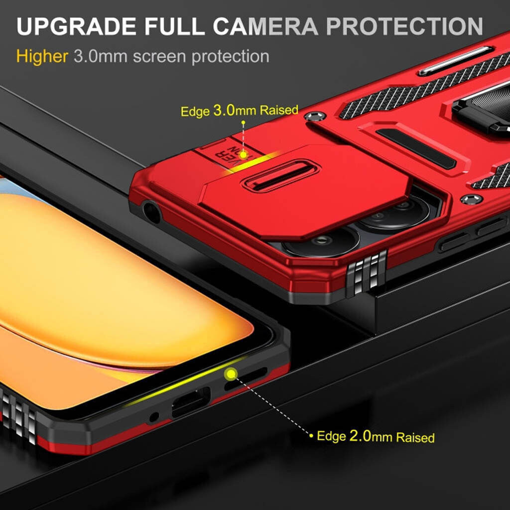 Чехол (накладка) Xiaomi Redmi Note 15 Pro 5G, Epik Camshield Army Ring, Красный - № 3 Чехол (накладка) Xiaomi Redmi Note 15 Pro 5G, Epik Camshield Army Ring, Красный - № 3
