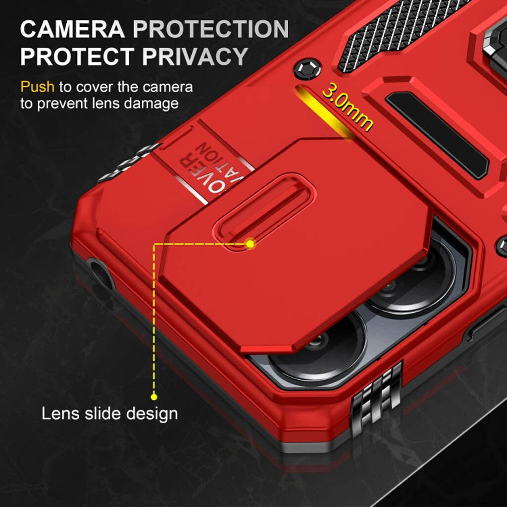 Чехол (накладка) Xiaomi Redmi Note 15 Pro 5G, Epik Camshield Army Ring, Красный - № 5 Чехол (накладка) Xiaomi Redmi Note 15 Pro 5G, Epik Camshield Army Ring, Красный - № 5