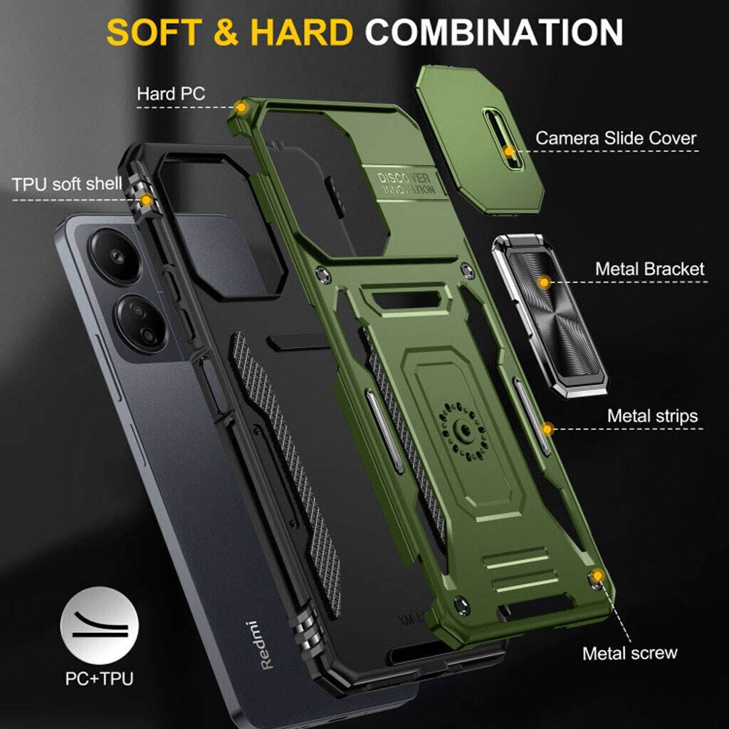Чехол (накладка) Xiaomi Poco M8 Pro 5G / Redmi Note 15 Pro Plus, Epik Camshield Army Ring, Army Green, Оливковый - № 5 Чехол (накладка) Xiaomi Poco M8 Pro 5G / Redmi Note 15 Pro Plus, Epik Camshield Army Ring, Army Green, Оливковый - № 5