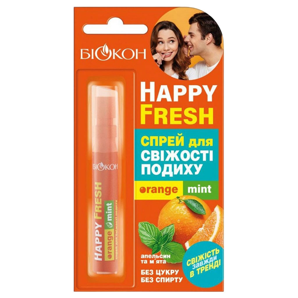 Спрей для полости рта Биокон "Happy Fresh. Для свежести дыхания: Апельсин и мята", 10мл - № 2 Спрей для полости рта Биокон "Happy Fresh. Для свежести дыхания: Апельсин и мята", 10мл - № 2