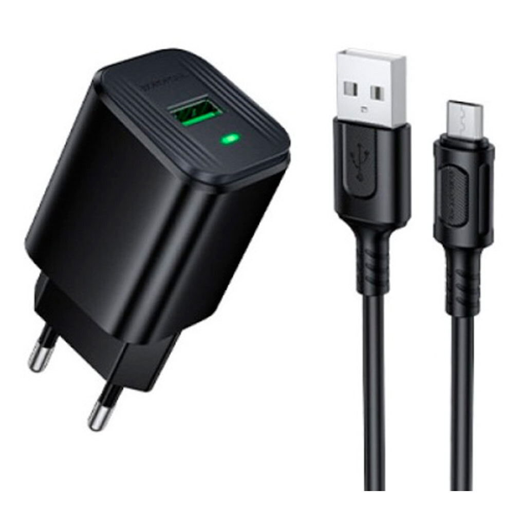 СЗУ Borofone BAS82A, С кабелем, MicroUSB, Черный - № 1 СЗУ Borofone BAS82A, С кабелем, MicroUSB, Черный - № 1