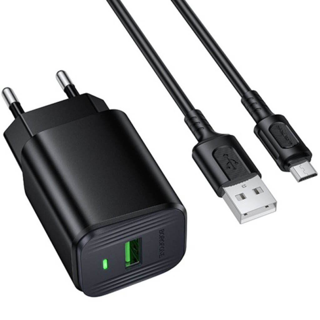 СЗУ Borofone BAS82A, С кабелем, MicroUSB, Черный - № 2 СЗУ Borofone BAS82A, С кабелем, MicroUSB, Черный - № 2