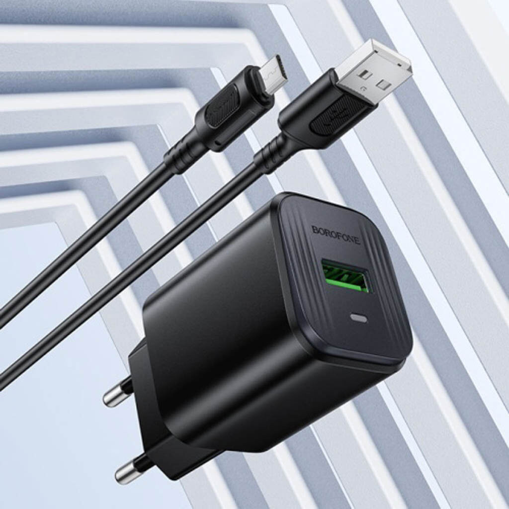 СЗУ Borofone BAS82A, С кабелем, MicroUSB, Черный - № 4 СЗУ Borofone BAS82A, С кабелем, MicroUSB, Черный - № 4
