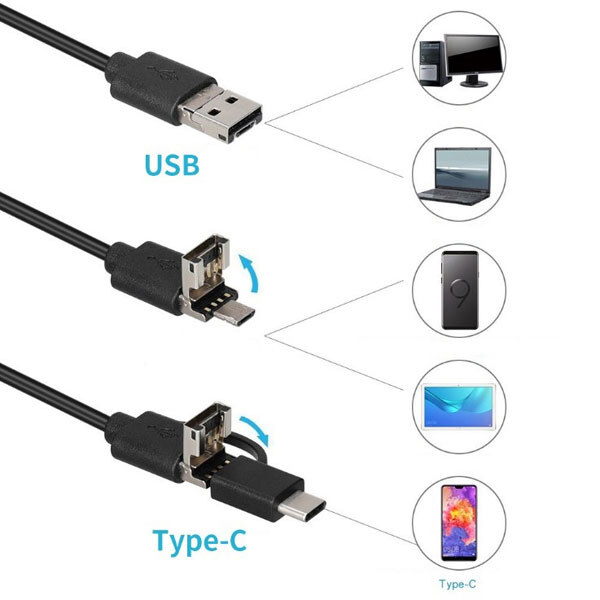 Эндоскоп - Android d=3,9mm, 1,3Mpix, 6LED, Type-C, uUSB, USB, 3,5m - № 2 Эндоскоп - Android d=3,9mm, 1,3Mpix, 6LED, Type-C, uUSB, USB, 3,5m - № 2