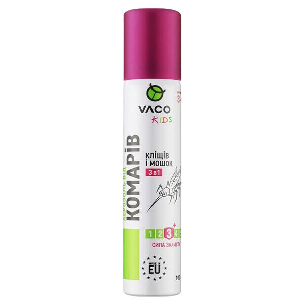 Спрей от насекомых 3в1 Vaco Kids, от комаров, клещей и мошек, для детей от 1 года, 80 мл - № 1 Спрей от насекомых 3в1 Vaco Kids, от комаров, клещей и мошек, для детей от 1 года, 80 мл - № 1