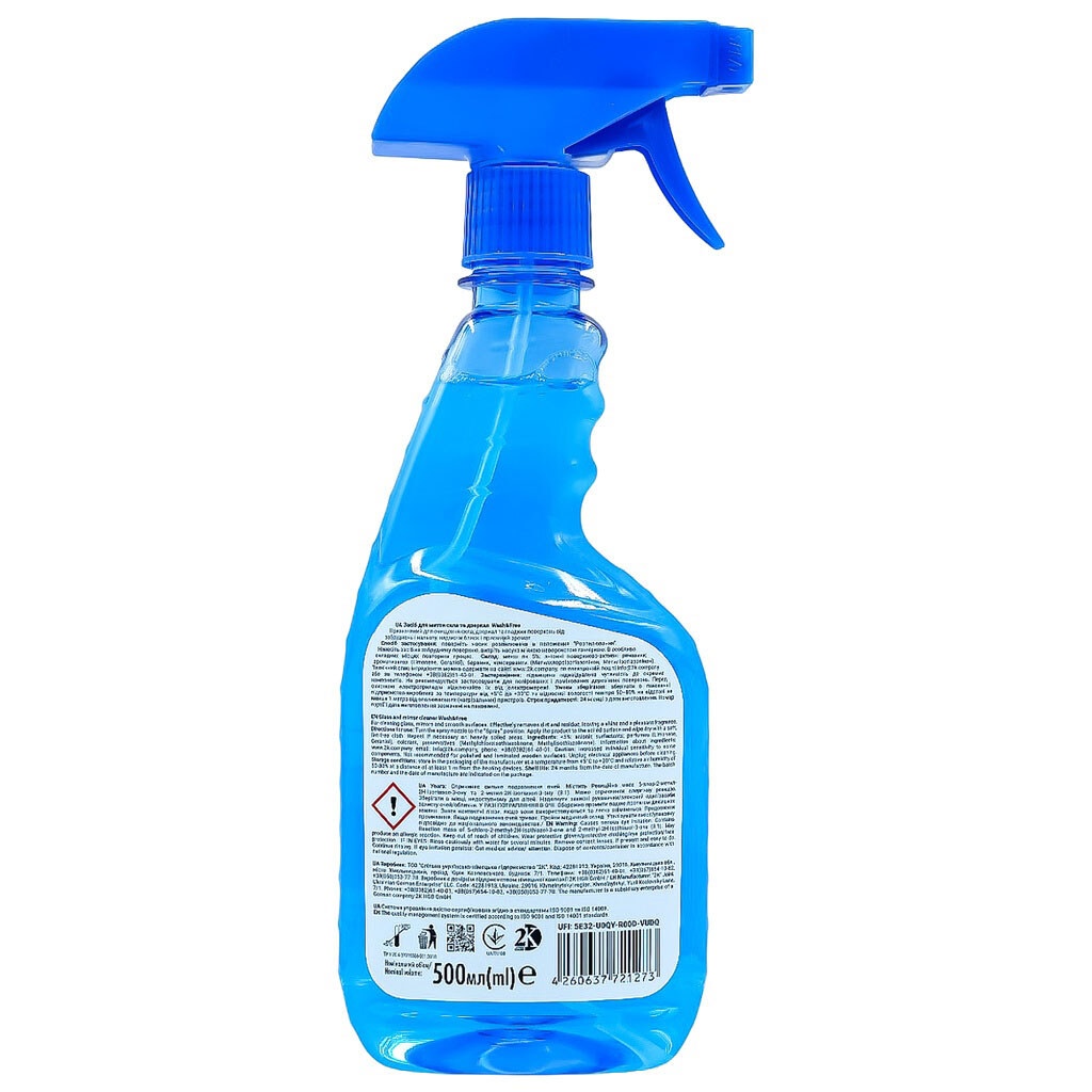 Засіб для миття скла, дзеркал Wash&Free 4в1, спрей 500 мл - № 2 Засіб для миття скла, дзеркал Wash&Free 4в1, спрей 500 мл - № 2