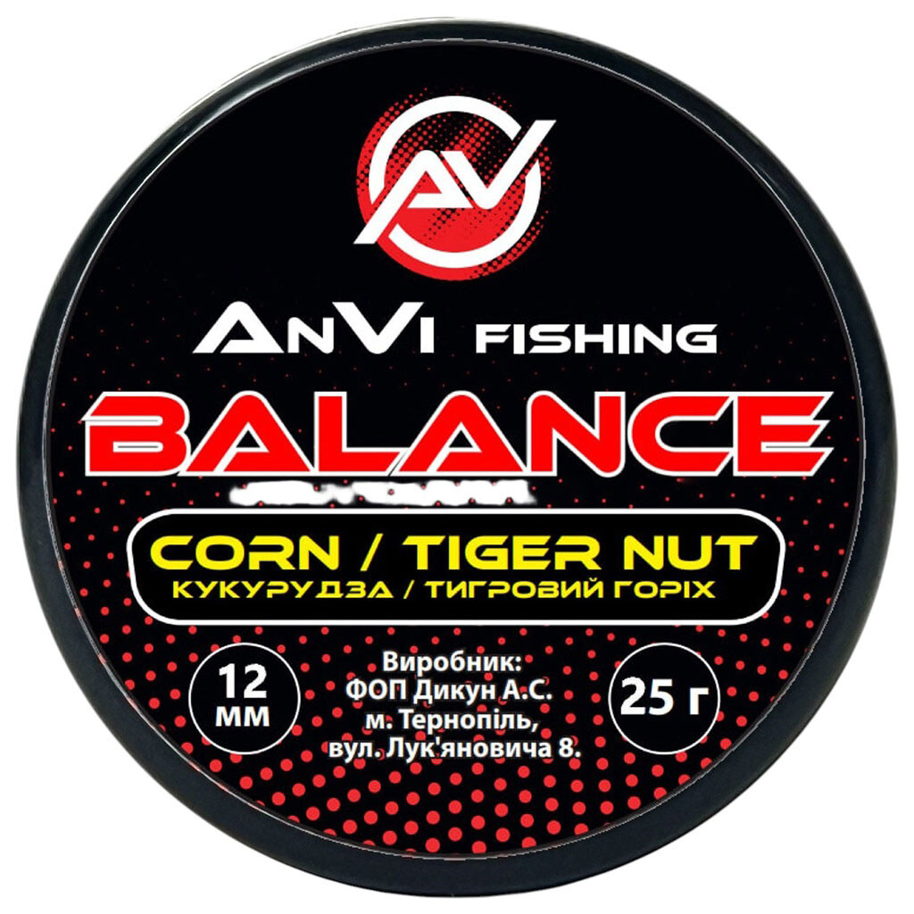 Насадка для рыбалки AnVi "Fishing Баланс: Кукуруза, тигровый орех", 12 мм, 25 г - № 1 Насадка для рыбалки AnVi "Fishing Баланс: Кукуруза, тигровый орех", 12 мм, 25 г - № 1