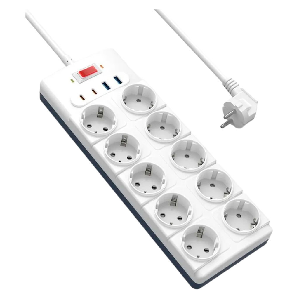 Сетевой удлинитель Wiwu Wi-S008 Power Strip, 2.0 м., Белый - № 1 Сетевой удлинитель Wiwu Wi-S008 Power Strip, 2.0 м., Белый - № 1