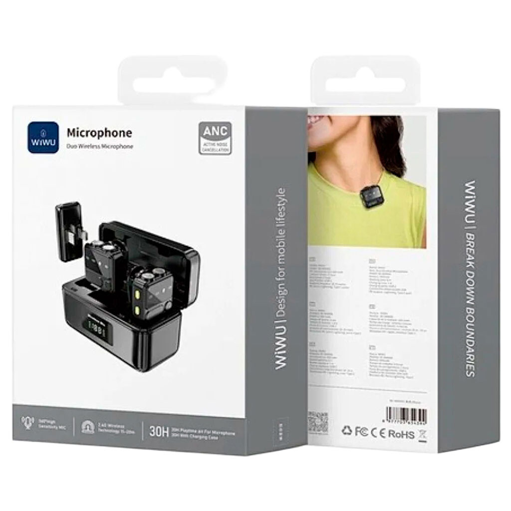 Микрофон петличный Wiwu Wi-WM005, Черный - № 2 Микрофон петличный Wiwu Wi-WM005, Черный - № 2