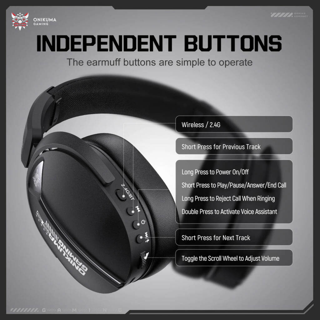 Bluetooth-гарнитура Onikuma GT887 Gaming, Стерео, Черный - № 6 Bluetooth-гарнитура Onikuma GT887 Gaming, Стерео, Черный - № 6