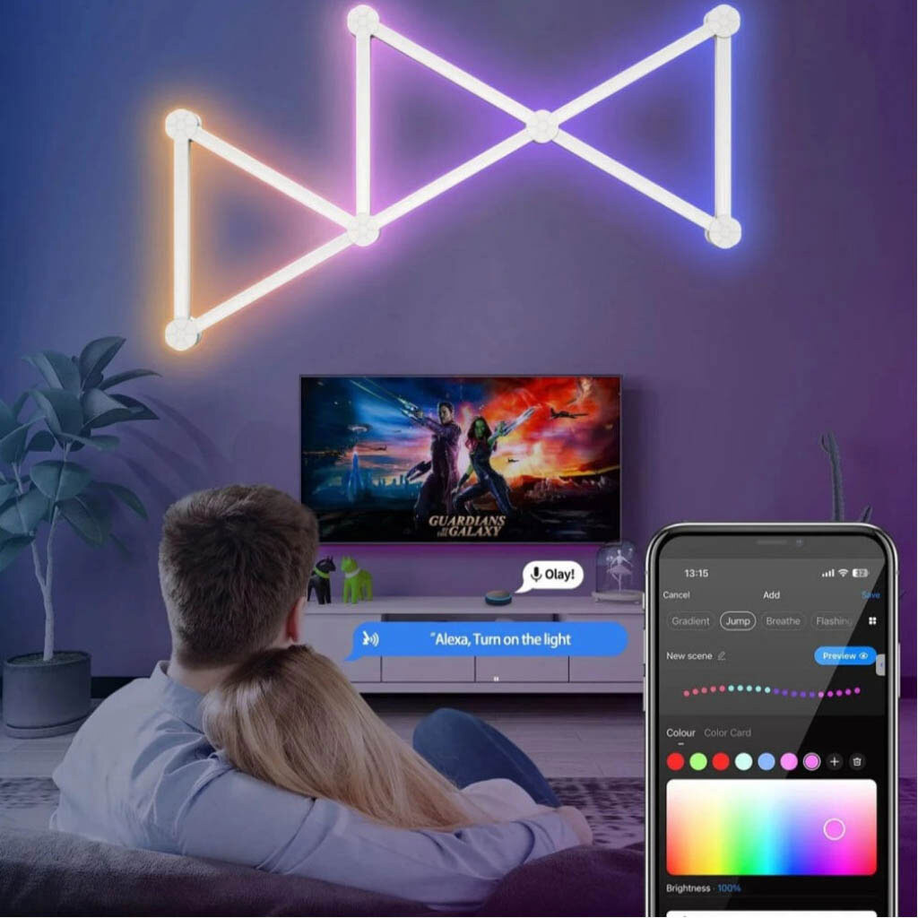 Настенные модульные Smart LED панели DIY-P24 RGBIC, Белый - № 6 Настенные модульные Smart LED панели DIY-P24 RGBIC, Белый - № 6
