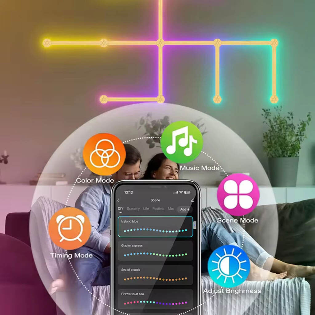 Настенные модульные Smart LED панели DIY-P24 RGBIC, Белый - № 8 Настенные модульные Smart LED панели DIY-P24 RGBIC, Белый - № 8