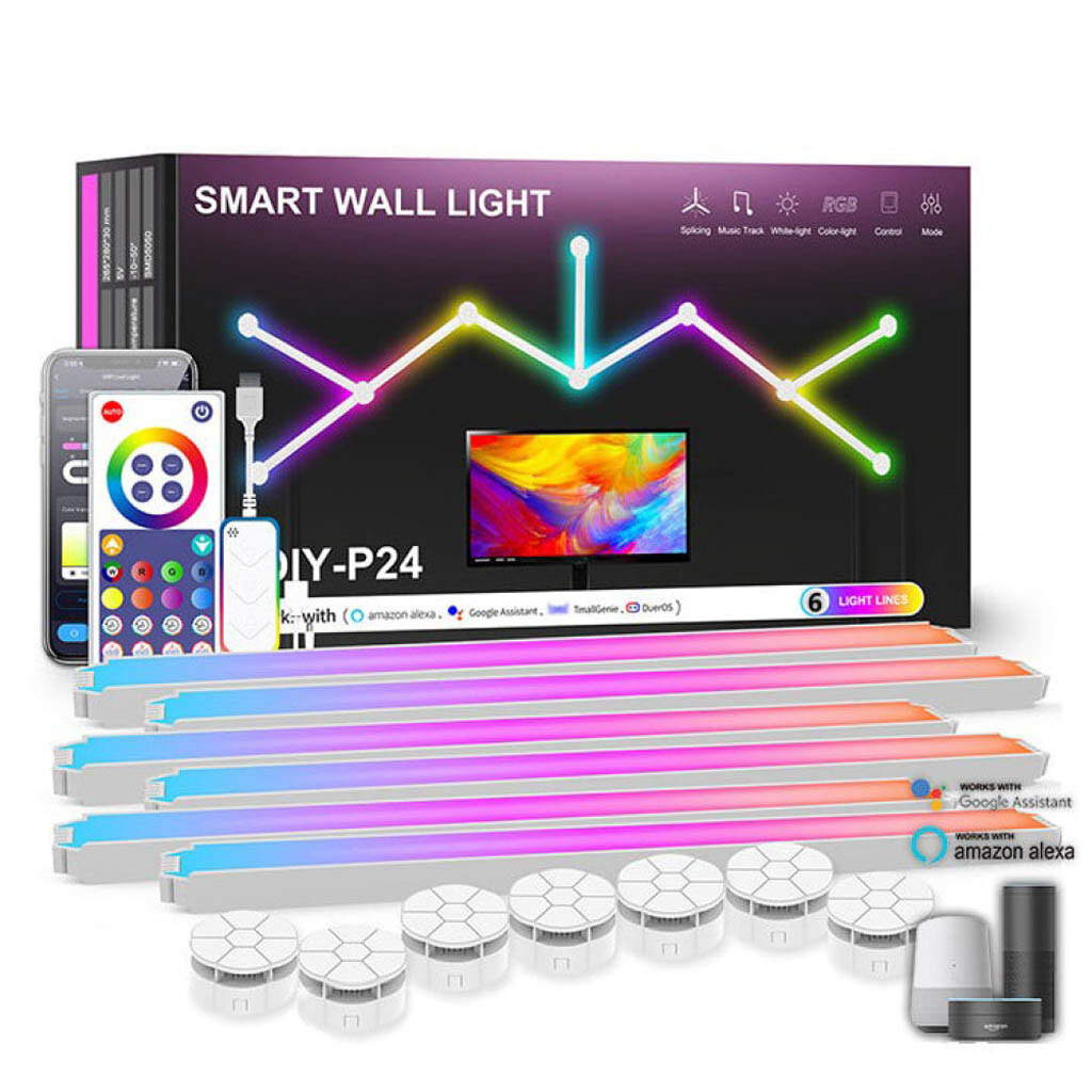 Настенные модульные Smart LED панели DIY-P24 RGBIC, Белый - № 10 Настенные модульные Smart LED панели DIY-P24 RGBIC, Белый - № 10