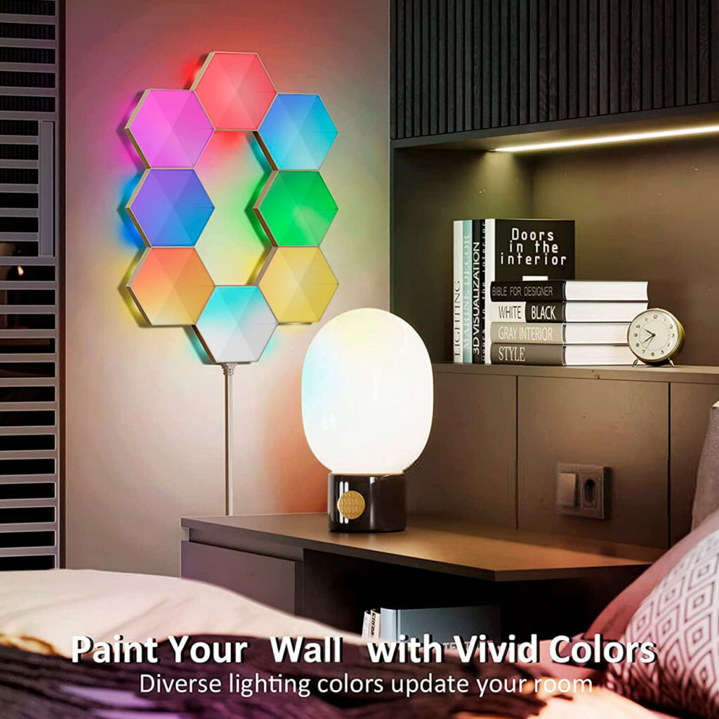 Настінні модульні Smart LED панелі стільники LXQG01 RGBIC, Білий - № 3 Настінні модульні Smart LED панелі стільники LXQG01 RGBIC, Білий - № 3