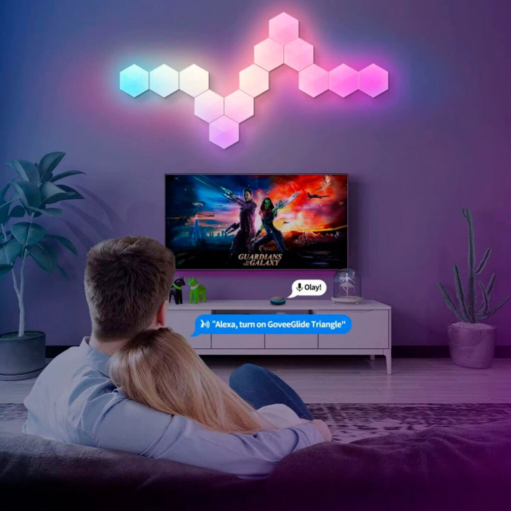 Настінні модульні Smart LED панелі стільники LXQG01 RGBIC, Білий - № 4 Настінні модульні Smart LED панелі стільники LXQG01 RGBIC, Білий - № 4