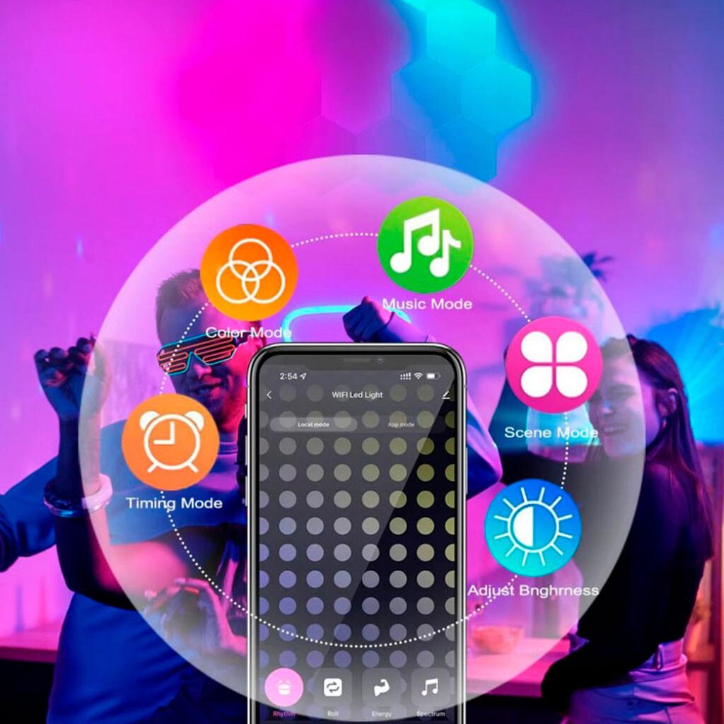 Настінні модульні Smart LED панелі стільники LXQG01 RGBIC, Білий - № 5 Настінні модульні Smart LED панелі стільники LXQG01 RGBIC, Білий - № 5