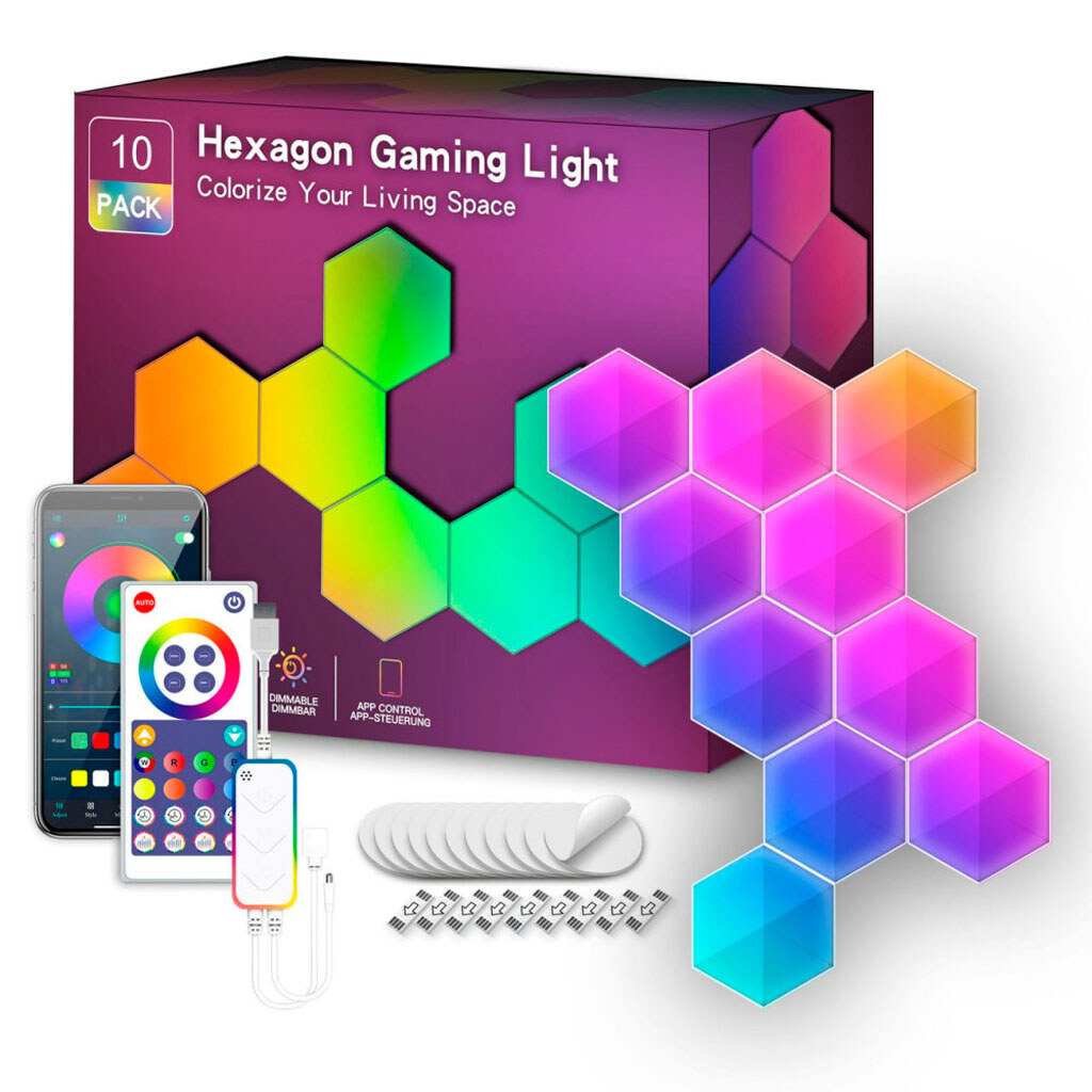 Настінні модульні Smart LED панелі стільники LXQG01 RGBIC, Білий - № 6 Настінні модульні Smart LED панелі стільники LXQG01 RGBIC, Білий - № 6