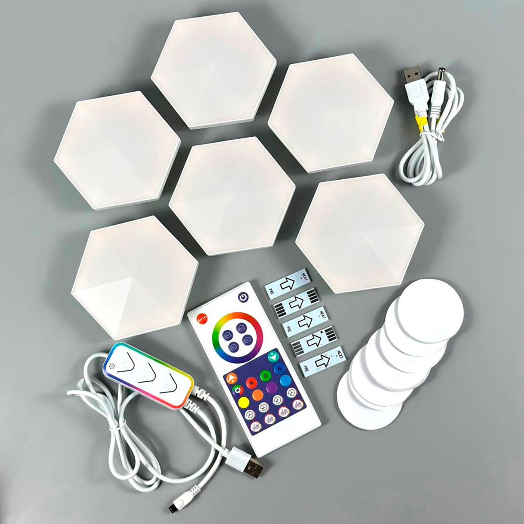 Настенные модульные Smart LED панели соты LXQG01 RGBIC, Белый - № 1 Настенные модульные Smart LED панели соты LXQG01 RGBIC, Белый - № 1
