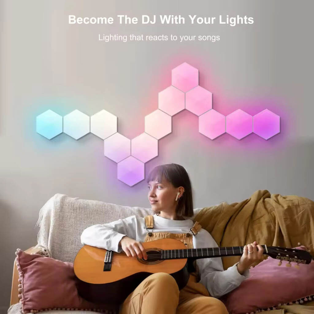 Настенные модульные Smart LED панели соты LXQG01 RGBIC, Белый - № 4 Настенные модульные Smart LED панели соты LXQG01 RGBIC, Белый - № 4