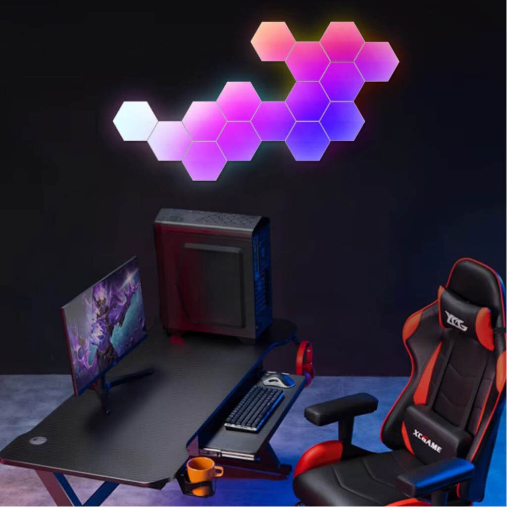 Настенные модульные Smart LED панели соты LXQG01 RGBIC, Белый - № 6 Настенные модульные Smart LED панели соты LXQG01 RGBIC, Белый - № 6