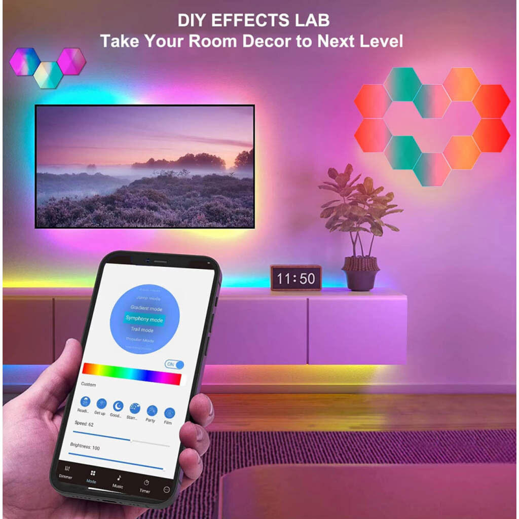 Настенные модульные Smart LED панели соты LXQG01 RGBIC, Белый - № 9 Настенные модульные Smart LED панели соты LXQG01 RGBIC, Белый - № 9
