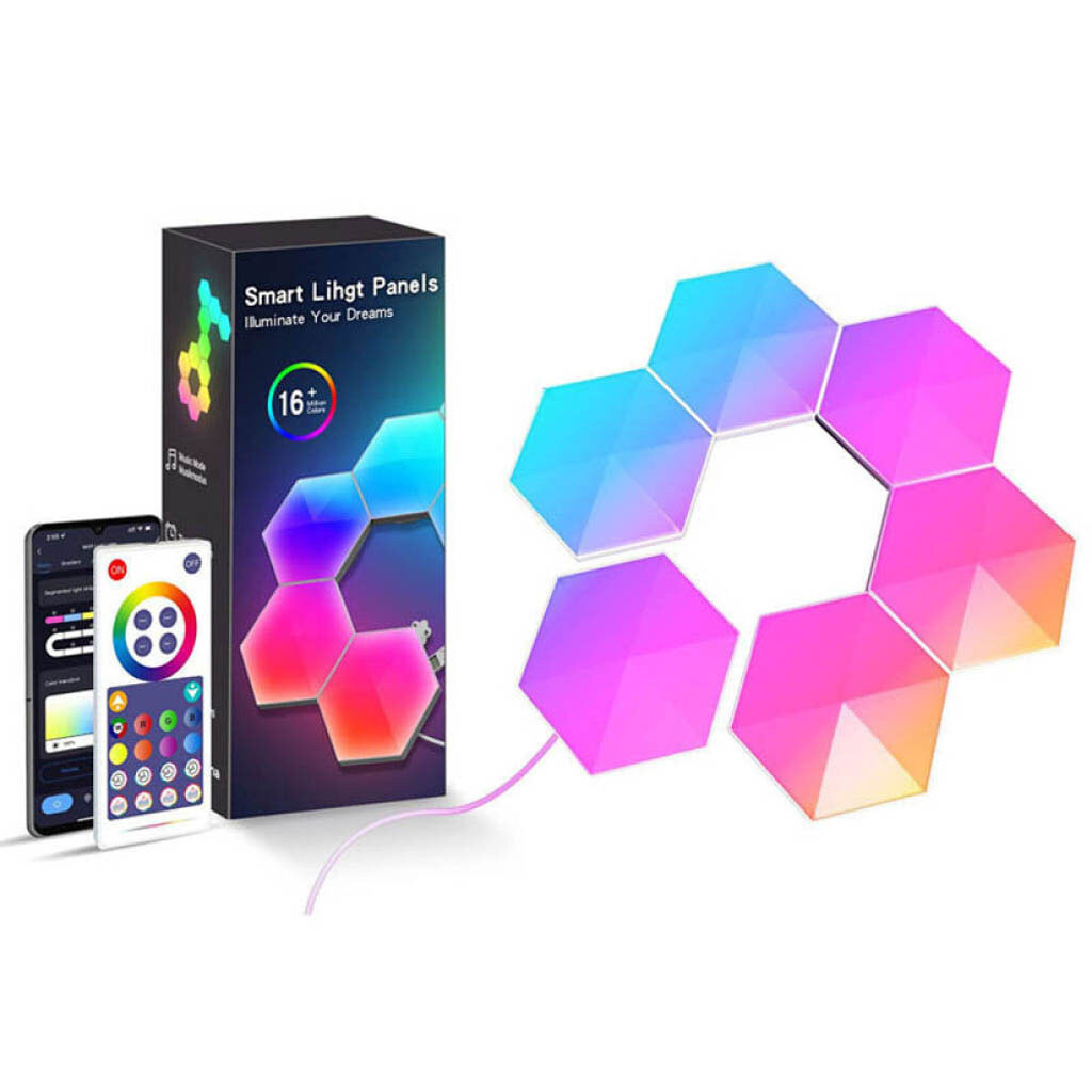 Настенные модульные Smart LED панели соты LXQG01 RGBIC, Белый - № 10 Настенные модульные Smart LED панели соты LXQG01 RGBIC, Белый - № 10