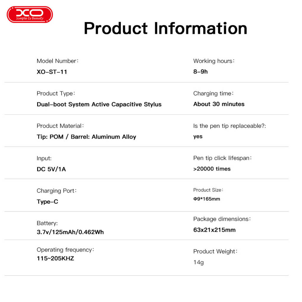 Стилус XO ST-11 Dual-System Universal Active, Белый - № 10 Стилус XO ST-11 Dual-System Universal Active, Белый - № 10