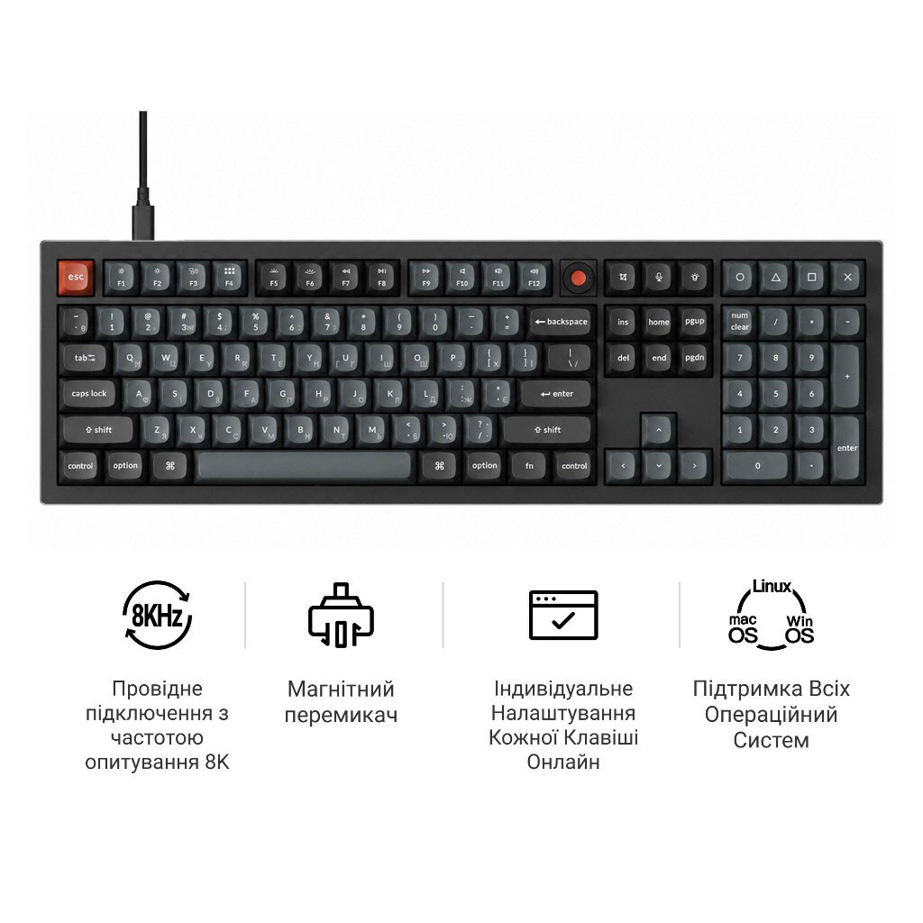 Клавиатура Keychron V6 8K, Черный - № 8 Клавиатура Keychron V6 8K, Черный - № 8