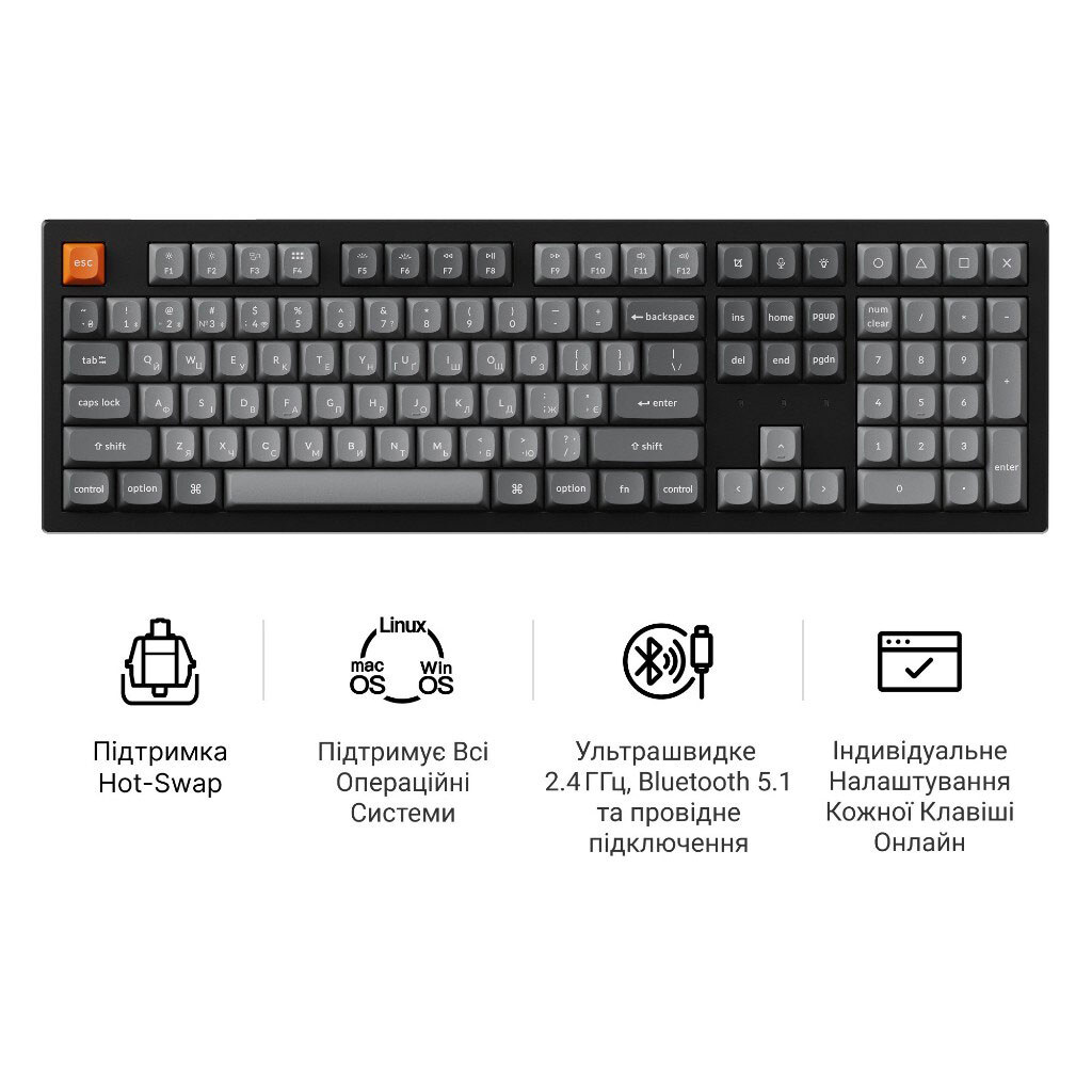 Клавіатура Keychron K10 Max, Чорний - № 8 Клавіатура Keychron K10 Max, Чорний - № 8