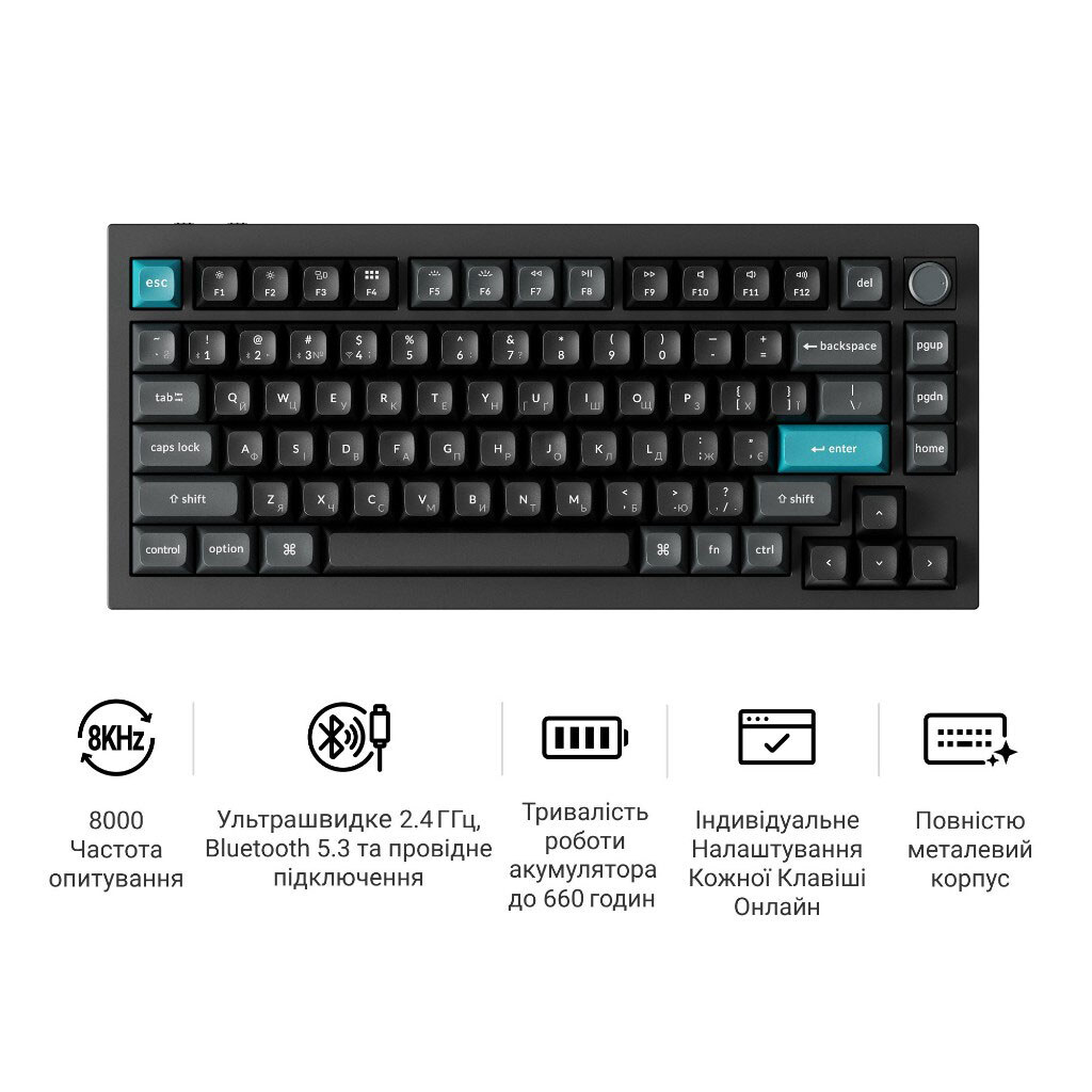 Клавиатура Keychron Q1 Ultra, Черный - № 8 Клавиатура Keychron Q1 Ultra, Черный - № 8