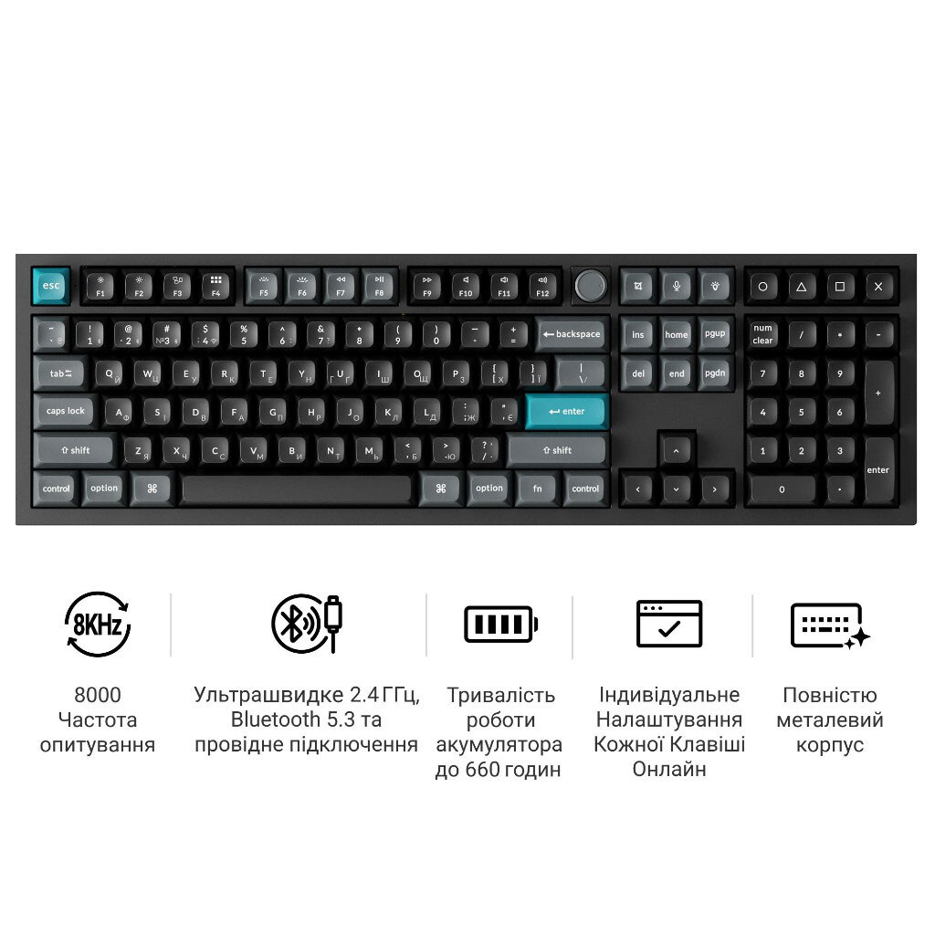 Клавіатура Keychron Q6 Ultra, Чорний - № 8 Клавіатура Keychron Q6 Ultra, Чорний - № 8