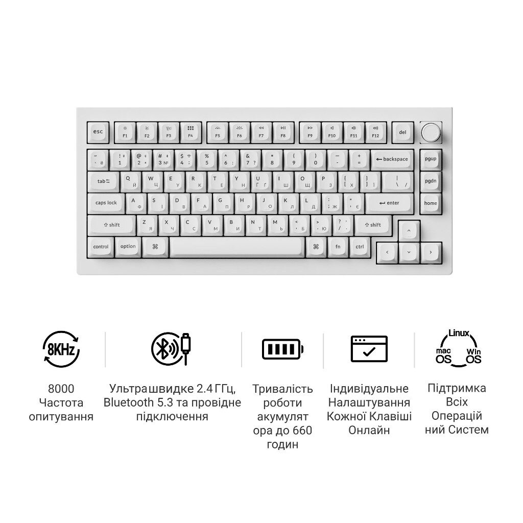 Клавиатура Keychron V1 Ultra, Белый - № 8 Клавиатура Keychron V1 Ultra, Белый - № 8