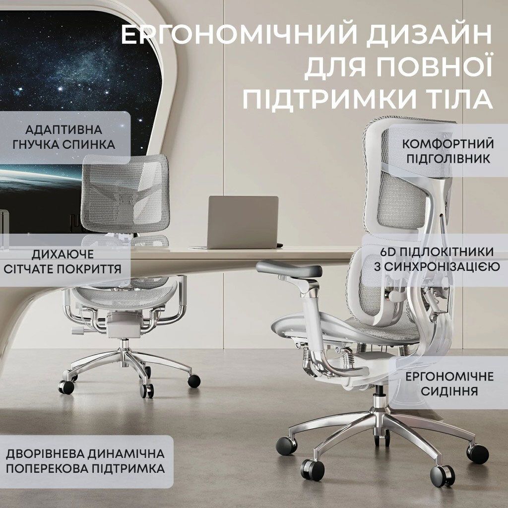 Кресло офисное Sihoo Doro S300 Mesh, Серый - № 19 Кресло офисное Sihoo Doro S300 Mesh, Серый - № 19