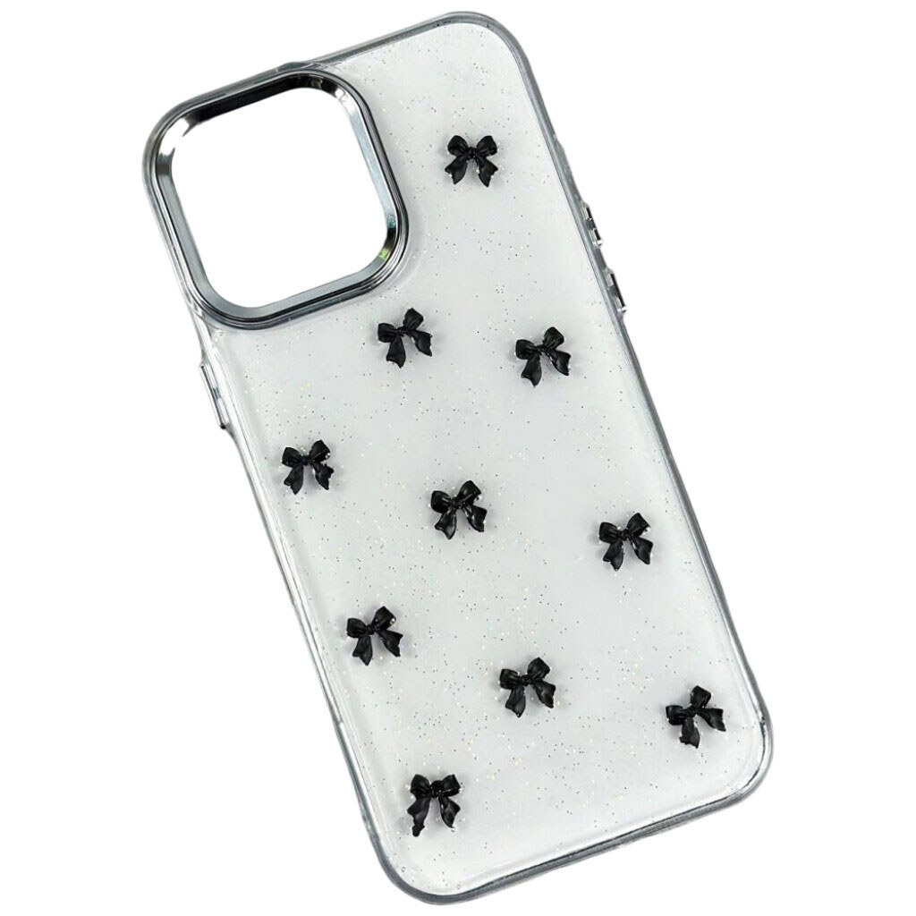Чохол (накладка) Apple iPhone 13 Pro, Shiny Crystal Colored Bow, Black Bows, Малюнок - № 1 Чохол (накладка) Apple iPhone 13 Pro, Shiny Crystal Colored Bow, Black Bows, Малюнок - № 1