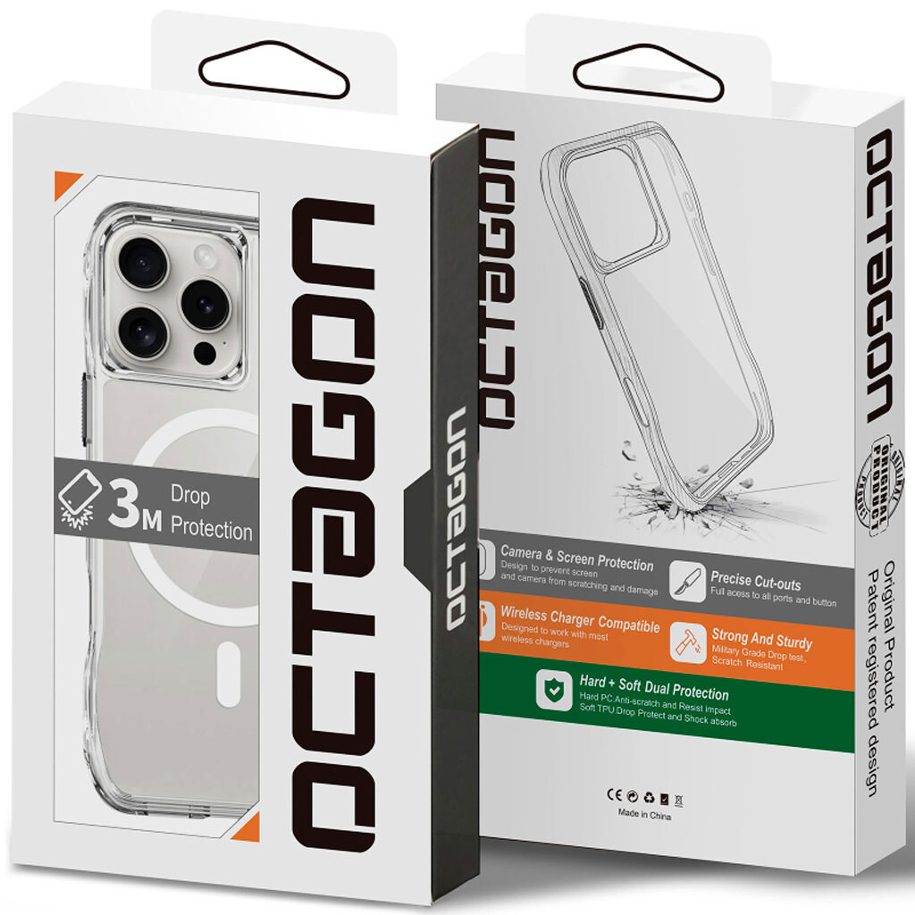 Чохол (накладка) Apple iPhone 15 Pro Max, Space Octagon, MagSafe, Прозорий - № 3 Чохол (накладка) Apple iPhone 15 Pro Max, Space Octagon, MagSafe, Прозорий - № 3