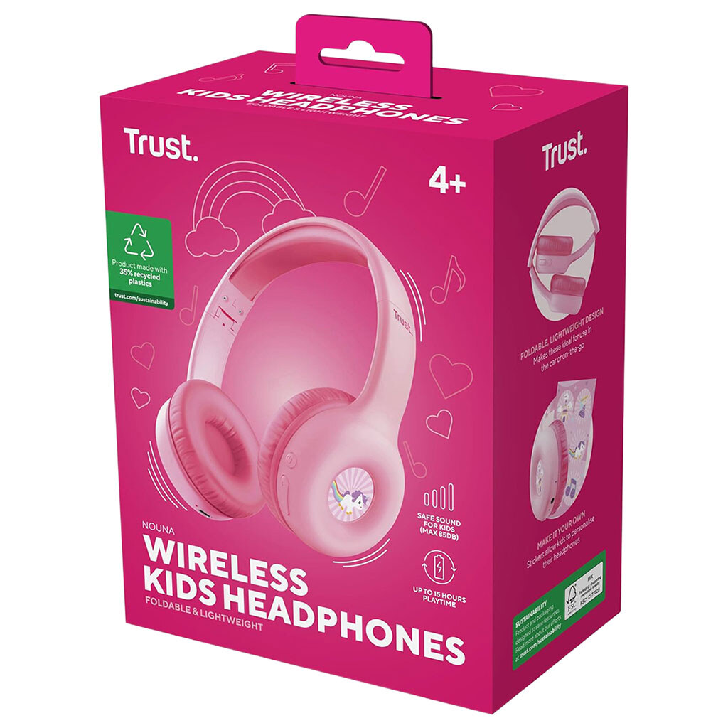 Bluetooth-гарнитура Trust On-ear Nouna Kids, С микрофоном, Стерео, Розовый - № 8 Bluetooth-гарнитура Trust On-ear Nouna Kids, С микрофоном, Стерео, Розовый - № 8