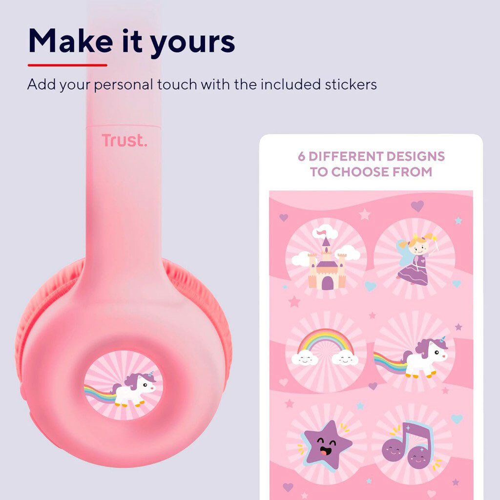 Bluetooth-гарнитура Trust On-ear Nouna Kids, С микрофоном, Стерео, Розовый - № 14 Bluetooth-гарнитура Trust On-ear Nouna Kids, С микрофоном, Стерео, Розовый - № 14