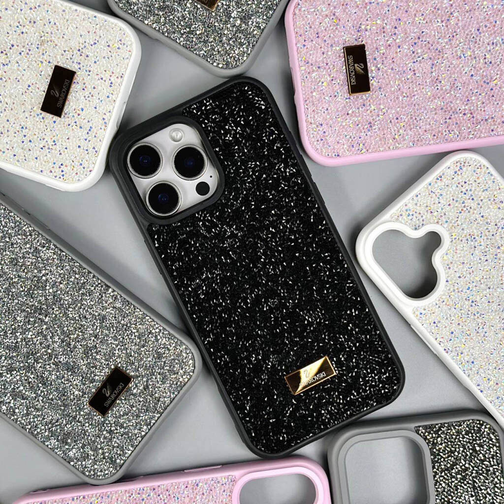 Чехол (накладка) Apple iPhone 15, Swarovski Diamonds, Dark Silver, Серебряный - № 5 Чехол (накладка) Apple iPhone 15, Swarovski Diamonds, Dark Silver, Серебряный - № 5