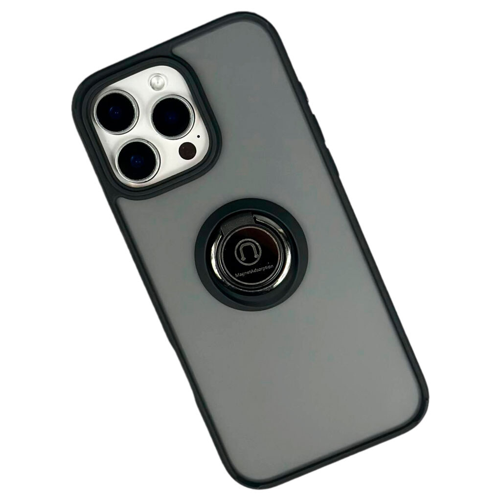 Чехол (накладка) Apple iPhone 15, TOTU Ring Series Matte Magnet, Черный - № 1 Чехол (накладка) Apple iPhone 15, TOTU Ring Series Matte Magnet, Черный - № 1