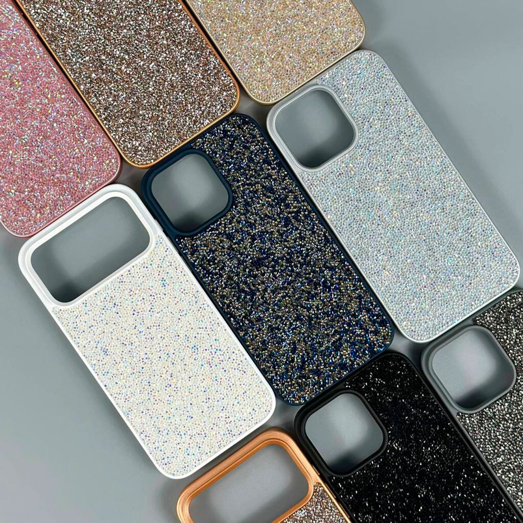 Чехол (накладка) Apple iPhone 15 Pro, Swarovski Diamonds, Серебряный - № 7 Чехол (накладка) Apple iPhone 15 Pro, Swarovski Diamonds, Серебряный - № 7