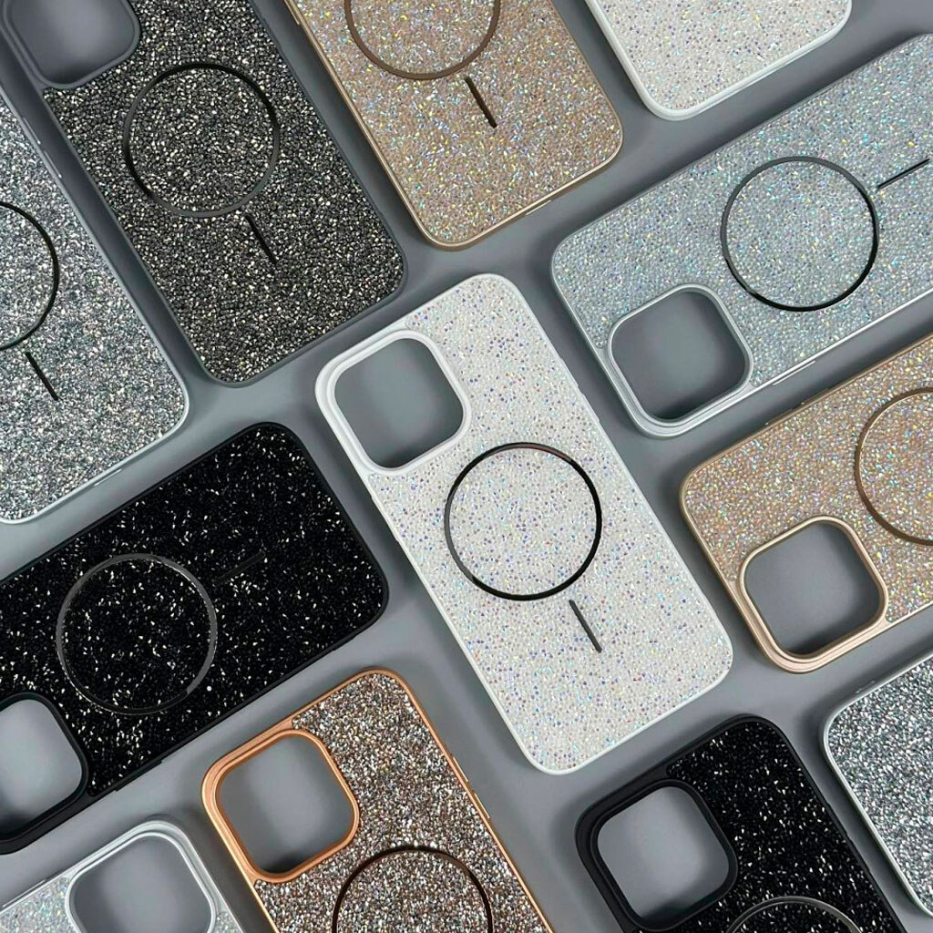 Чохол (накладка) Apple iPhone 13 Pro Max, Swarovski Diamonds, Dark Silver, MagSafe, Срібний - № 7 Чохол (накладка) Apple iPhone 13 Pro Max, Swarovski Diamonds, Dark Silver, MagSafe, Срібний - № 7