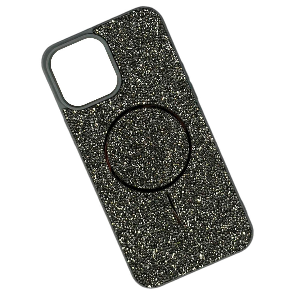 Чохол (накладка) Apple iPhone 13, Swarovski Diamonds, Dark Silver, MagSafe, Срібний - № 1 Чохол (накладка) Apple iPhone 13, Swarovski Diamonds, Dark Silver, MagSafe, Срібний - № 1