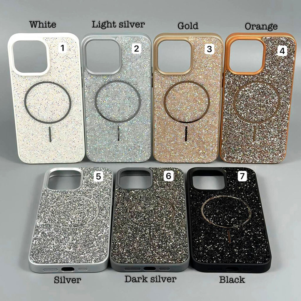 Чохол (накладка) Apple iPhone 13, Swarovski Diamonds, Dark Silver, MagSafe, Срібний - № 8 Чохол (накладка) Apple iPhone 13, Swarovski Diamonds, Dark Silver, MagSafe, Срібний - № 8