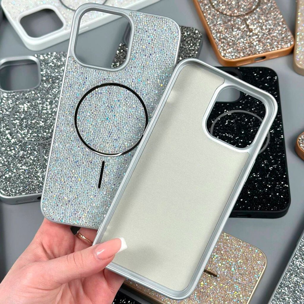 Чохол (накладка) Apple iPhone 15, Swarovski Diamonds, MagSafe, Помаранчевий - № 2 Чохол (накладка) Apple iPhone 15, Swarovski Diamonds, MagSafe, Помаранчевий - № 2