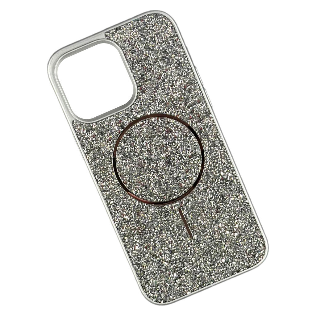 Чохол (накладка) Apple iPhone 15, Swarovski Diamonds, MagSafe, Срібний - № 1 Чохол (накладка) Apple iPhone 15, Swarovski Diamonds, MagSafe, Срібний - № 1