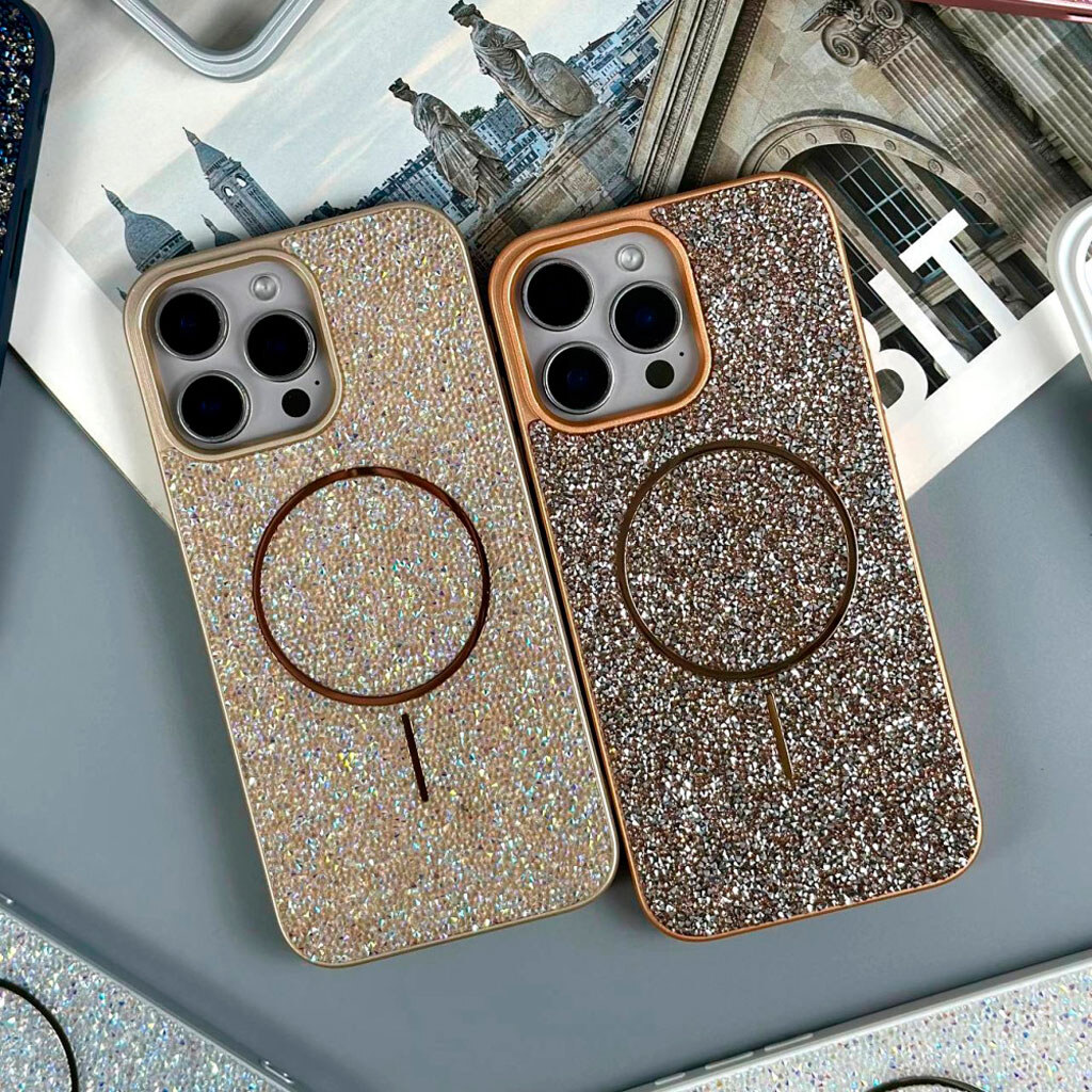 Чехол (накладка) Apple iPhone 16, Swarovski Diamonds, MagSafe, Черный - № 6 Чехол (накладка) Apple iPhone 16, Swarovski Diamonds, MagSafe, Черный - № 6